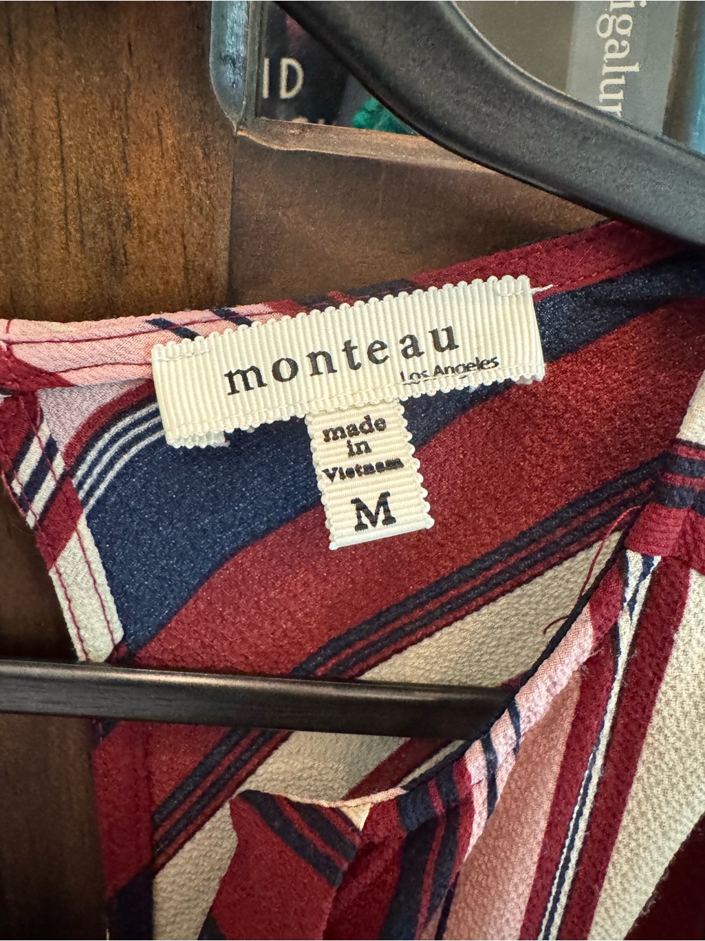 Monteau Red, Navy & Cream Striped Button-Front Jumpsuit — image 2 of 7
